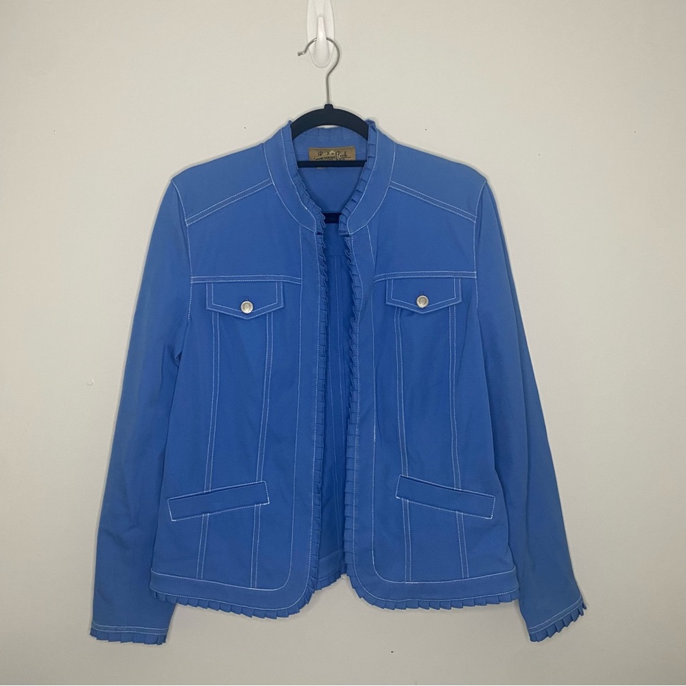 Peck And Peck Weekend Jacket Blue Size 10  Eye Hook